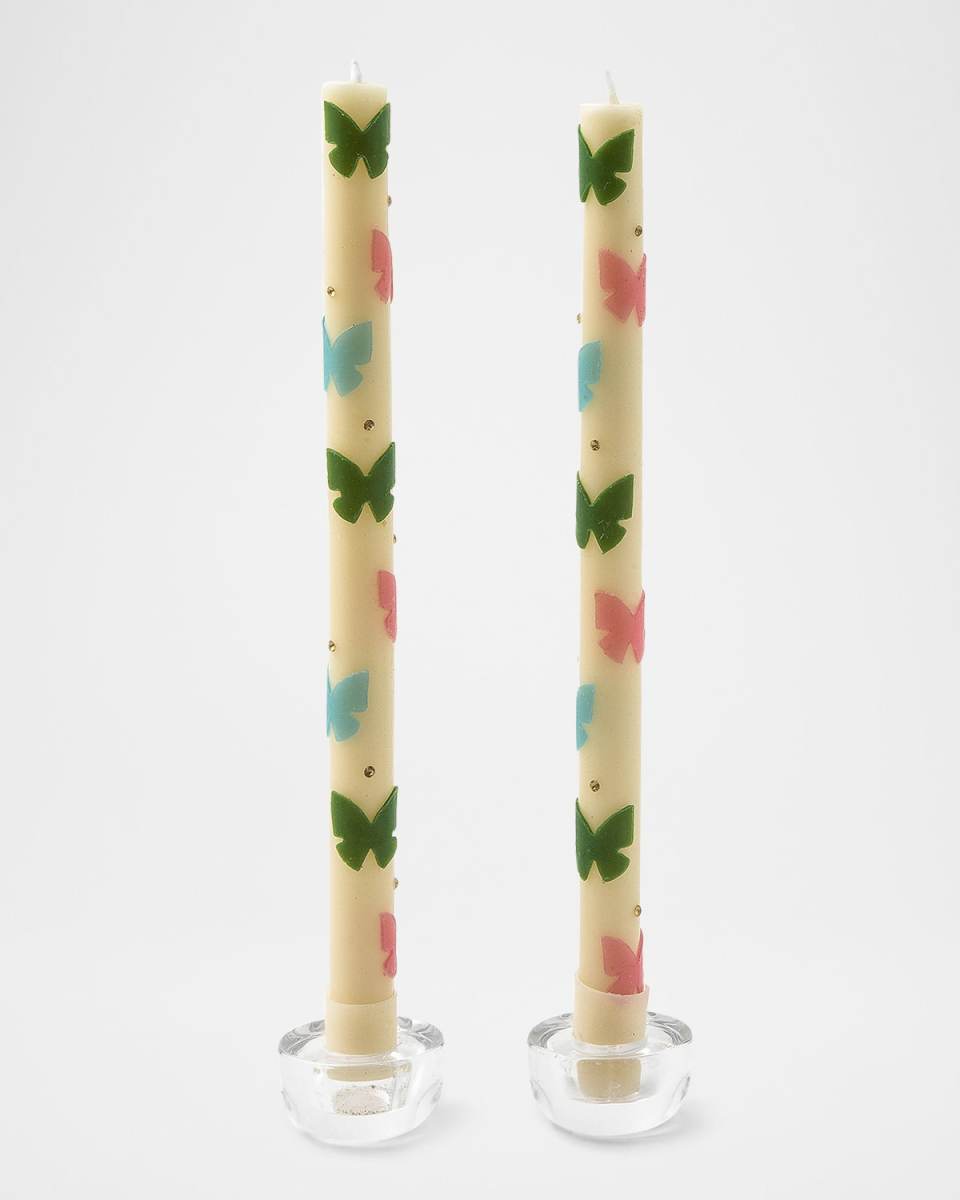 Butterfly Pastel Dinner Candles, Set of 2